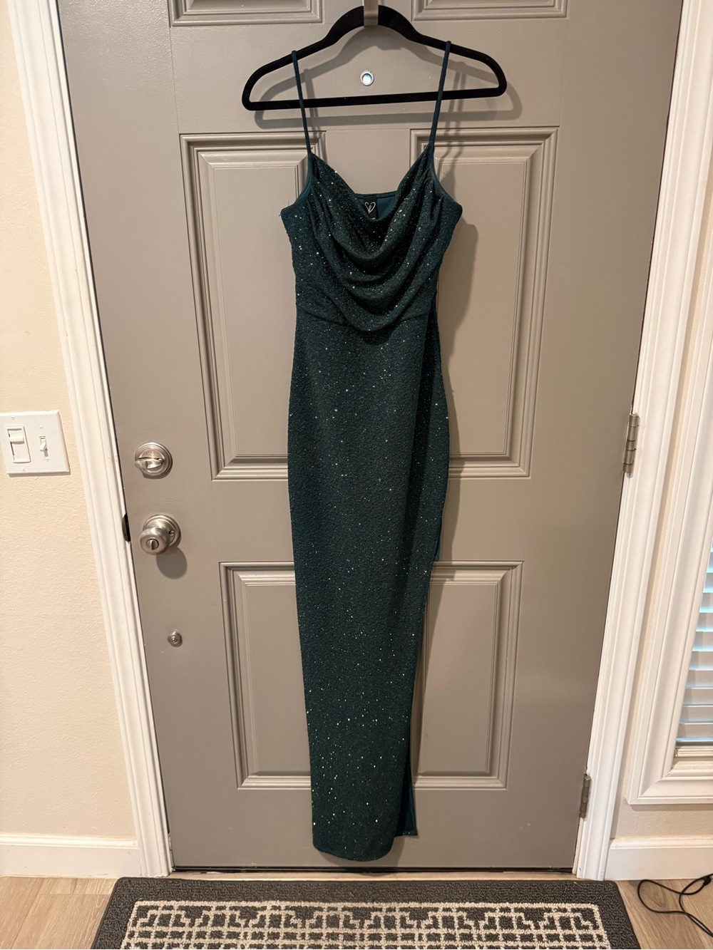 Windsor Forest Green Sparkle Cowl Maxi Dress